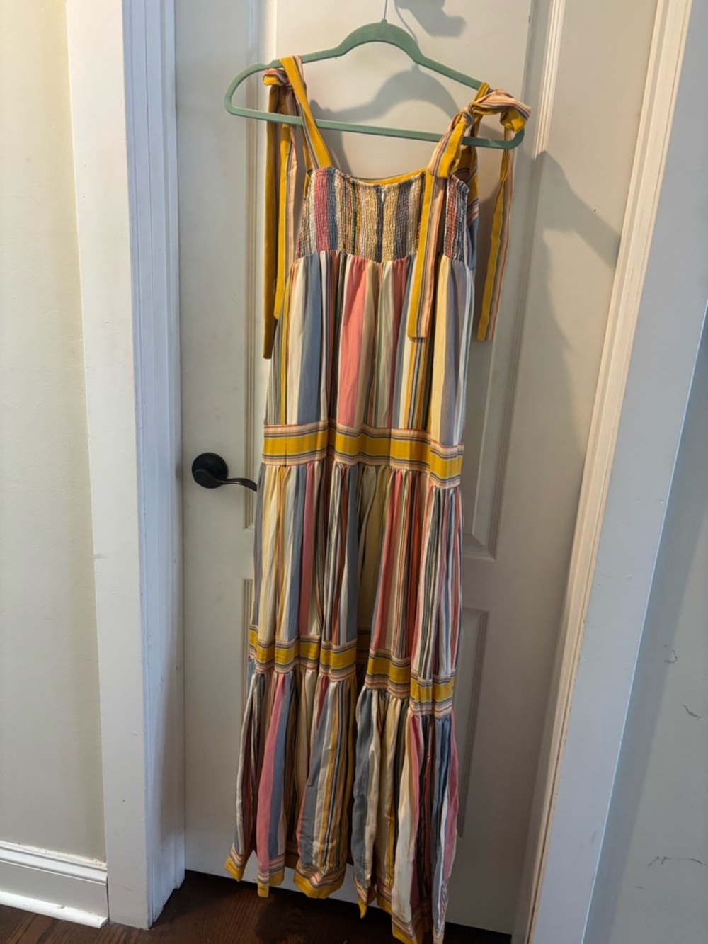 Tie-Shoulder Striped Maxi Dress in Yellow Multi - Picture 6 of 6